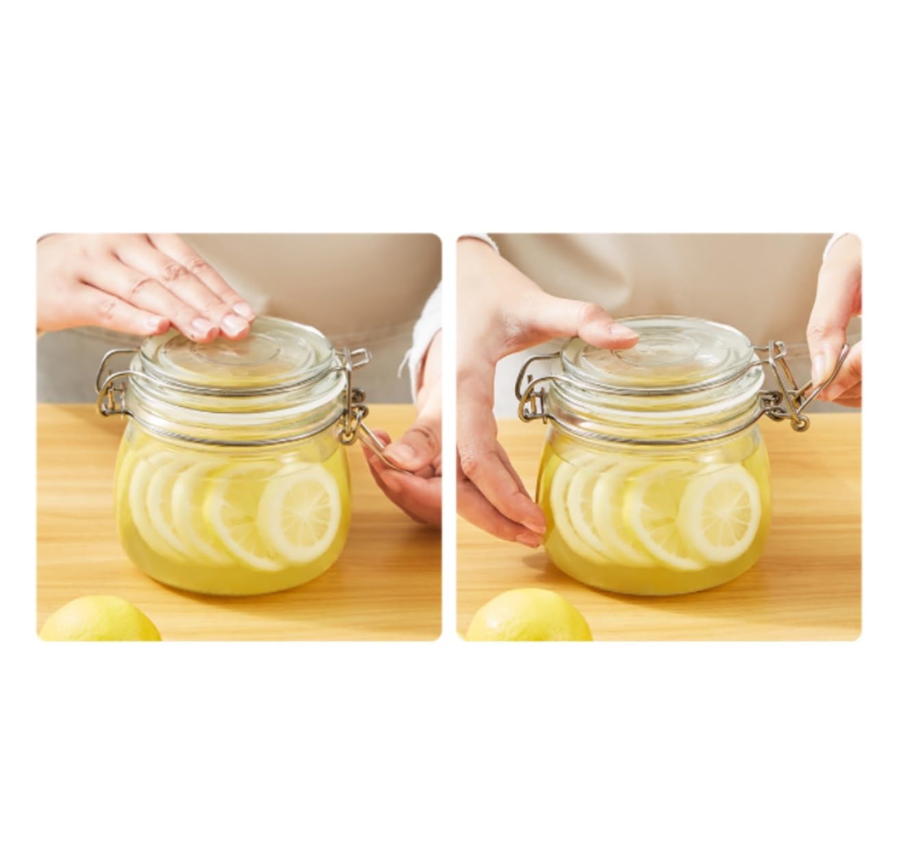 Vorratsgläser mit Deckel Set Mit 2 Vorratsgläsern Aus Glas Luftdichten Klemmdeckeln for Pickle Aufbewahrungsgläser Küche(750ml)