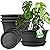 Large Flower Pots Set of 4 Pack 13 inch, Plant Pots Large Outdoor Planters with Drainage Hole & Tray Saucer, Decoration Plastic Pots for Plants for Indoor Outdoor Garden Home Plants Planter (Grey)