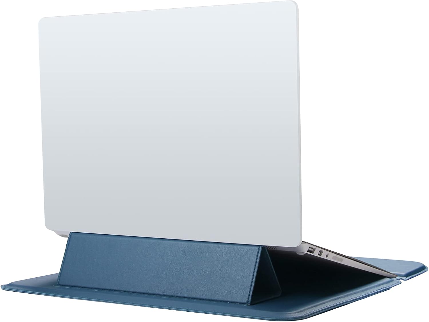 Happy Balls Laptop Sleeve Case 14inch with Stand Compatible with Microsoft Surface Laptop 13"/7 13.8"/6 5 4 3 2 13.5", MacBook Air/Pro 13.3", PU Leather Sleeve for 13-14" Notebook Computers(Dark Blue) - Image 3