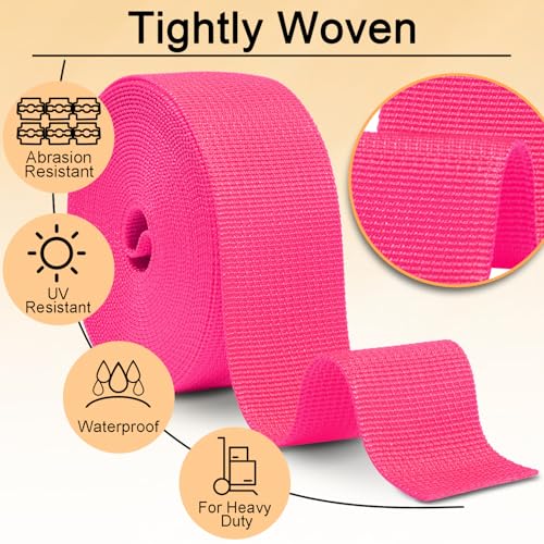 Image of CooBigo 12 Yards Webbing 1 inch & 1.5 inch & 2 inch Polypropylene Webbing Strap 1 Inch 1.5 Inch 2 Inch Wide Webbing Strapping for Bags /Lawn Chair /Pool Solar Cover DIY Crafting
