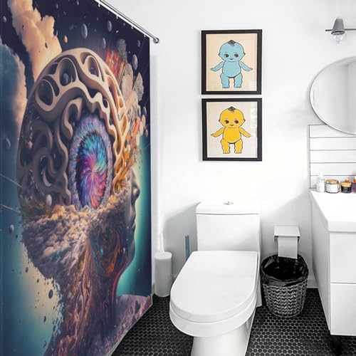 Rideau de douche polyester lavable en machine imperméable avec 12 crochets - 3