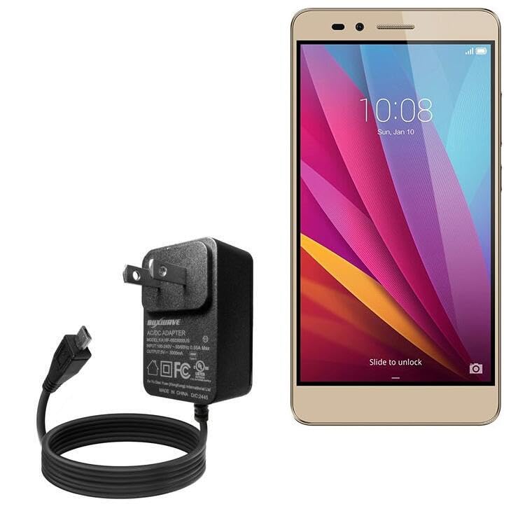 BoxWave Charger Compatible with Honor 5X - Wall Charger Direct (15W), Rapid Charge Your Device with Built-in 3ft Cable