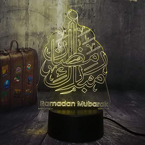 Preisvergleich Produktbild Islamischer Segen 3D Lampe Nachttischlampe, Nachtlicht Fürs Kinderzimmer, Led Lampe Fürs Wohnzimmer