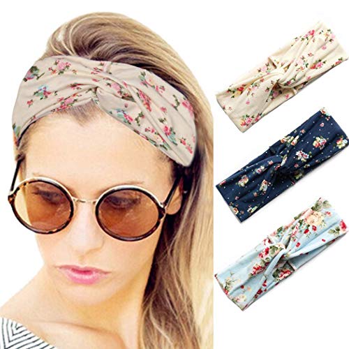 Relbcy Boho Headband Flower Hair Bands Knoted Turban Headbands Stretch Head Wraps Cloth Head Bands for Women and Girls (Type D)