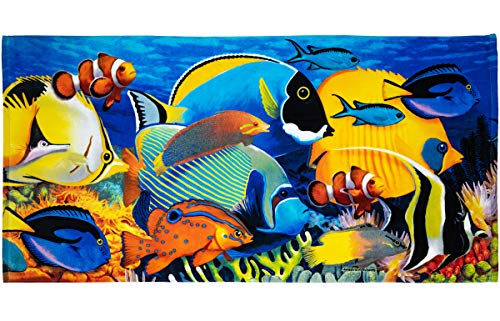 Coral Reef Tropical Fish Super Soft Plush Cotton Beach Bath Pool Towel