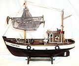 Material: Holz Modellschiff/Kutter/Standmodell Silbermöve in schwarz/Kuttermodell/Modellkutter/Hochseekutter/Standmodell/Fischkutter