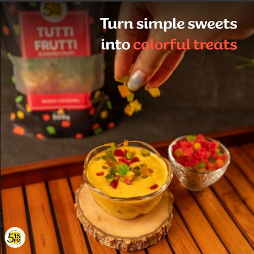 Image of 5:15PM Tutti Frutti Packet 500gm | Mix Tutti Frutti Cherry for Cake Baking | Dried Mix Multicolour Papaya Pieces | Sweet Cherries - 500gm