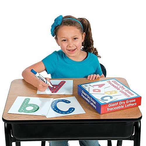 Fun Express Giant Cardboard Dry Erase Traceable Letters 7 - Perfect for Teaching, Learning, and Classroom Activities - Essential Education Supplies - 26 Pieces