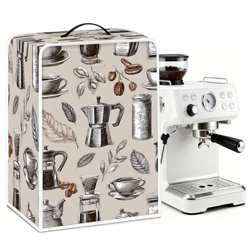 Image of Universal Coffee Maker Cover, Durable Polyester Lightweight Long-Lasting Dustproof Cotton Blend Appliance Protector for Kitchen Countertops (Gray and Brown)