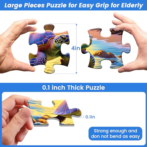 Wscxsc TGP36A-A 36 Large Piece Puzzles For Seniors 6 Pack,Dementia Puzzles Turtle Dog Bird Mushroom Beach Lake Jigsaw Puzzle Dementia Alzheimer'S Products And Activities thumb #1