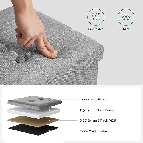 Image of SONGMICS Ottoman Storage Bench, 35 Gal. Folding Chest, Holds 660 lb