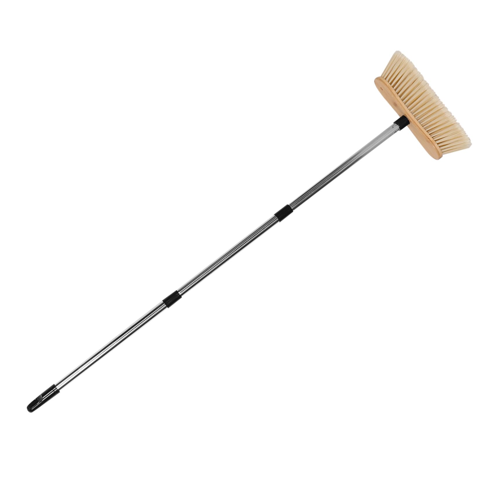 COLLBATH Scopa Giardino in bambù e Acciaio con Setole Rigide Manico Ergonomico e Durevole Scopa Pesante per Esterni Pulizia Patio e Eco-sostenibile
