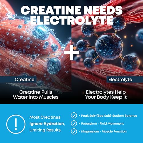 Image of Peak Revival-X Creatine Monohydrate Powder + Electrolyte Hydration Salt Powder, ICY Blue Raspberry - Gluten-Free, Vegan, Non-GMO Supplement, 5000mg (5g) Per Serving, 30 Servings, 324g Per Container