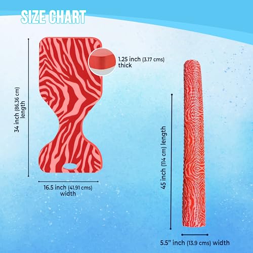 VOS Elite Pool Collection Featuring 2 Mega Foam Wavy Noodles, 2 Infinity Lounger Effusion Floats, and 2 Phoenix Graphic Printed Saddle Water Floats (Kovo Coral)