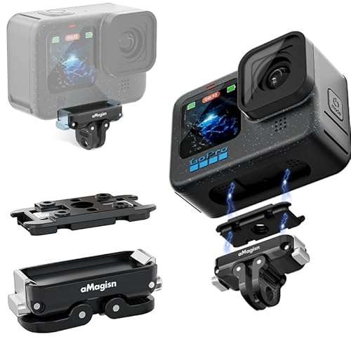 GoPro Hero13 12 11 10 9/11 Mini/MAX 対応 磁気クイックリリース 金属製 折りたたみ式 アダプター クイックリリース式アダプターマウント 接続可能 三脚 自撮り棒