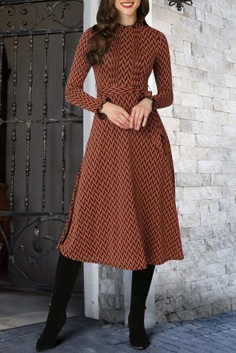 Image of KOH KOH Womens Long Sleeve Semi Formal Work Elegant Pockets Mini Midi Dress