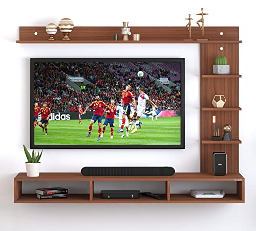 Image of Anikaa Tyron Engineered Wood Wall Mount TV Unit /TV Stand /Wall Set Top Box Stand /TV Cabinet /TV Entertainment Unit (Walnut)(Ideal for Upto 42 inch)(D.I.Y)