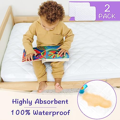 2 Pack Little One's Pad Waterproof Crib Mattress Protector - Super Soft And Padded Fitted Sheet - Fits All Standard Cribs And Toddler Beds - Comfy Baby Crib Mattress Cover (52” X 28”) #TOP1
