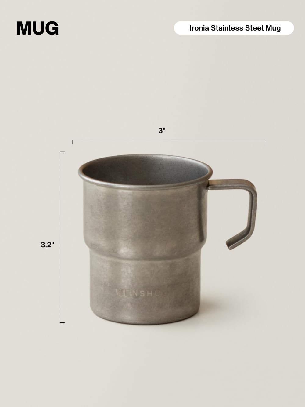 WENSHUO Outdoor Cup,Small Camping Mug,Vintage Stainless Steel,10.14 fl oz (300 ml)