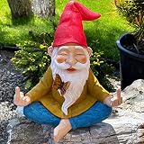 Gartenzwerg - Zen-Zwerg Statue - 23 cm hoch, handbemalter Rasenzwerg Figur für den Außenbereich oder als Hausdekoration