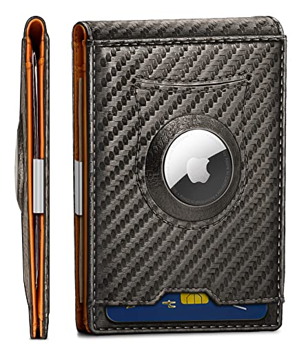 BULLIANT Men Wallet,Slim Leather Wallet RFID Blocken for Gift Men Standard & Airtag Use 11Cards