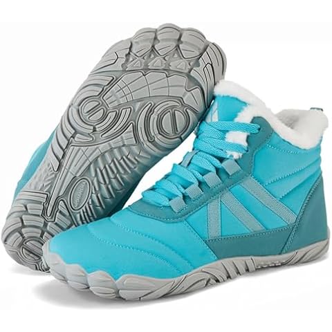Mishansha Mens Womens Winter Barefoot Shoes Wide Toe Box Warm Lined Winter Boots Zero Drop Sole Sky Blue Size 8.5 Women/6.5 Men Cover