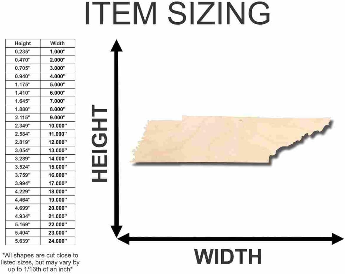 Unfinished Wood Tennessee Shape State Craft up to 46" DIY 42" / 3/4"