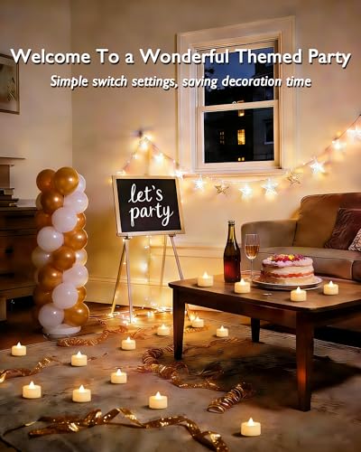 Image of Amagic 12 /24 /50 /100 /150 Pack Battery Operated Tea Lights Candles, Fake Tealights Candles, Flameless LED Tea Lights for Halloween, Wedding, Votive, Festival, Table Decor(12 Pack, Warm White)