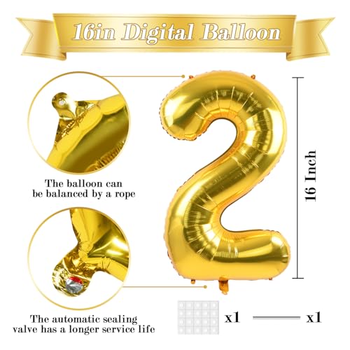 Image of TONIFUL Number Balloons 16 Inch Gold 0-9 Number Mylar Foil Balloons 10 Pcs Gold Custom Digital Balloons for Birthday Party Engagement Graduations Anniversary Baby Shower Decorations Party Supplies