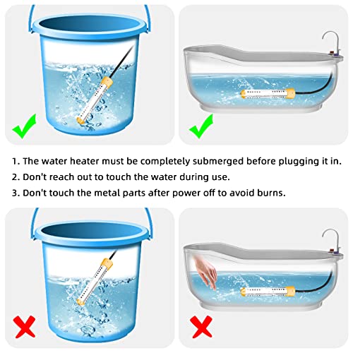 Yibeico Immersion Water Heater, 1500W Portable Bucket Heater With Digital Lcd Thermometer, Anti-Scalding Submersible Water Heater For Bucket/Tub/Mini Pool/Basin, Rapid Heating In Minutes #TOP5