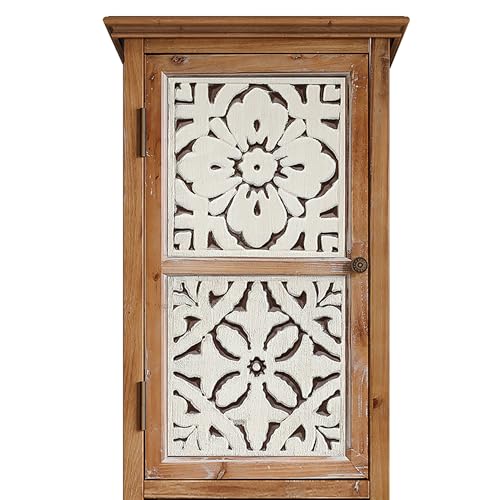Image of KTART 54''Tall Kitchen Pantry Cupboard Storage Cabine,Narrow Accent Cabinet | Solid Wood Frame;Farmhouse /French Country Narrow Corner Glass Display Cabinet;Narrow Storage Cabinet;Tall Accent Cabinet