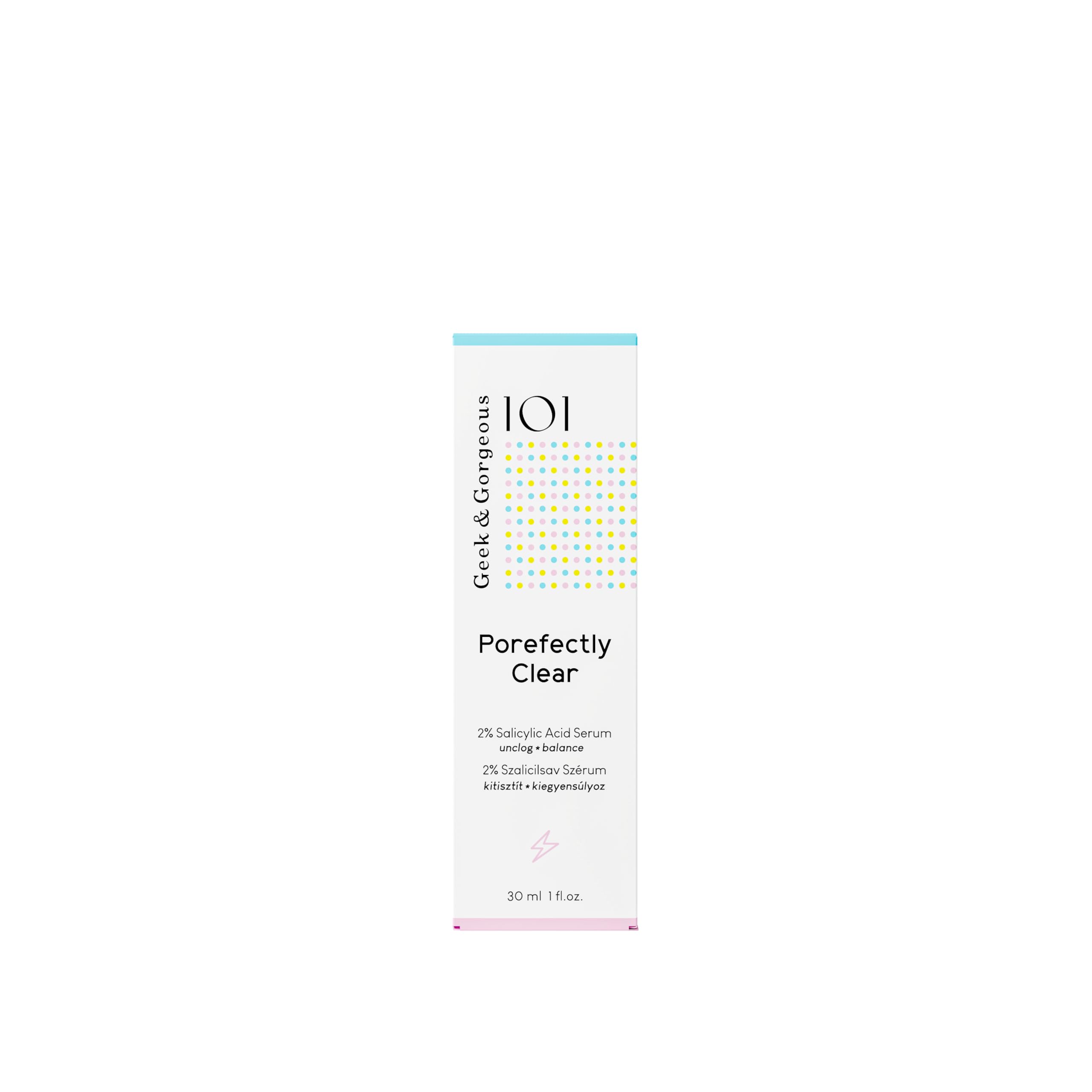 Geek & Gorgeous Porefectly Clear – Siero raffinante dei pori con acido salicilico al 2% e sarcosina – per una pelle più chiara – per pelli miste e grasse – 30 ml