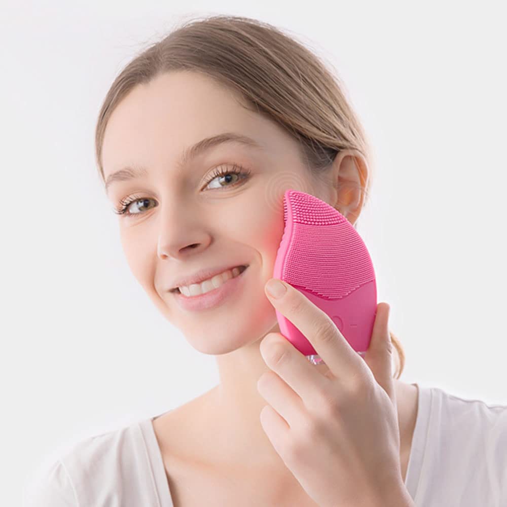 CELLUSTOP - Masseur Nettoyant Visage -Brosse Faciale Nettoyante Imperméable en Silicone FDA - Masseur Facial Electrique Rechargeable- Masseur Visage Rose