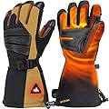Unigear Rechargeable Heated Gloves for Men Women, Electric Battery Heated Ski Gloves 3 Heating Level, Thinsulate Waterproof Winter Touchscreen Leather Gloves for Outdoor Work, Snowboarding, Raynauds
