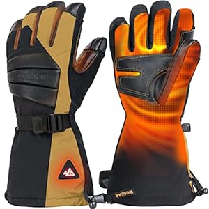Unigear Guantes Calefactables Hombre y Mujer, Recargables USB Eléctricos Impermeables Pantalla Táctil Cuero Guantes Esquà con 3 Niveles de Calor para Invierno, EsquÃ,Snowboard, Raynauds