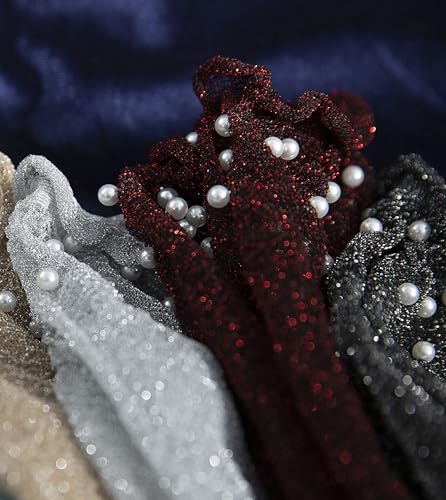 Women's Glitter Metallic Mid-Calf Socks, Shimmer Sparkly Shiny Party Sheer Socks Size 5-92