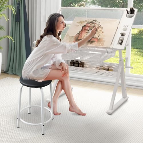 Drafting Table Desk with Stool and Adjustable Height