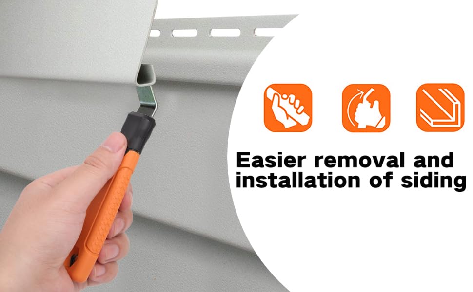 Image of Vinyl Siding Removal Tool with Extra Long Handle- Steel Blade Non-Slip Grip Handle for Installation and Removal Tool Avoid Damaging Vinyl Siding Tool (2)