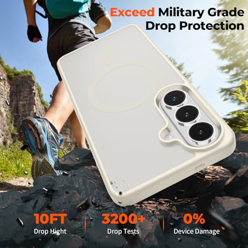 Image of SUPFINE Magnetic for Samsung Galaxy S26 Plus Case with Screen Protector, (Built-in Magnets) (Military Grade Drop Protection) Slim Translucent Shockproof Phone Case,Stone