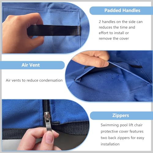 Funda Protectora para Silla Elevadora de Piscina 79"x16"x57" Azul miniatura 3