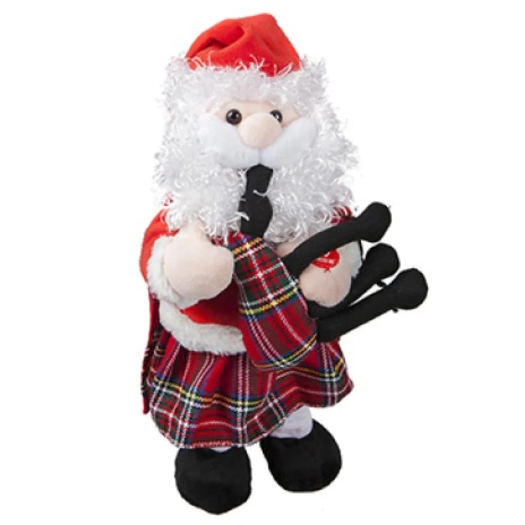 Festive Multicolor Musical Dancing Santa with Bagpipes - 30 cm