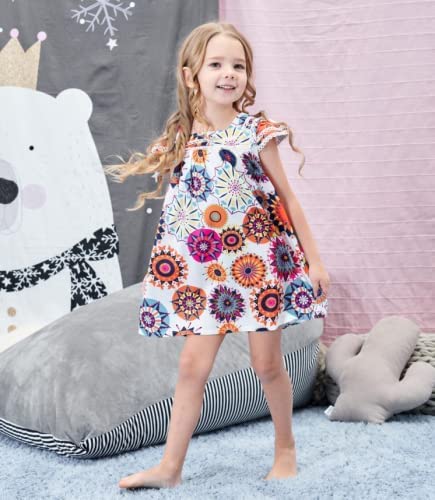 Hipea Toddler Baby Girl Clothes Bohemian Sleeveless Flower Princess Floral Formal Kids Summer Dress Skirt(Sunflowers, 5-6T) #TOP1