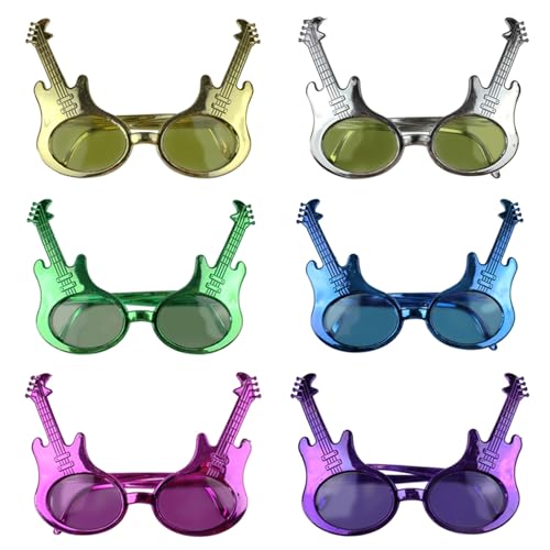 Uonlytech 6 piezas Gafas de Fiesta Forma Guitarra Accesorio de Disfraces Divertido para Adultos Color Aleatorio Color Aleatorio
