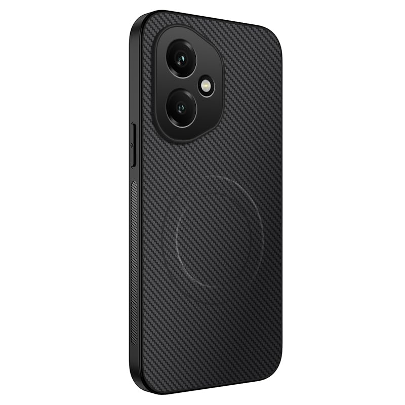 Magnetic for Honor 400 Case: Military-Grade Shockproof & Sandproof - Carbon Fiber & Flexible Silicone Bumper Cover - Full Lens Anti-Fingerprint Business Case (Black)
