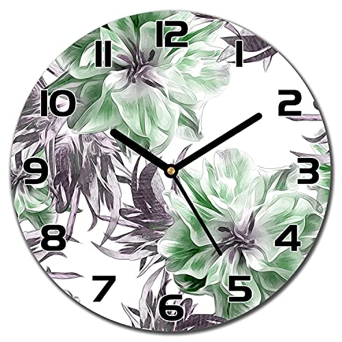 Horloge en verre cuisine lisible et moderne 30 cm fleurs magiques - 2