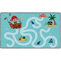 Flagship Carpets Pirate Maze Multicolor Children's Educational Rug for Home Learning Area or Classroom Mat, Kids Playroom or Bedroom Carpet, 3' x 5'