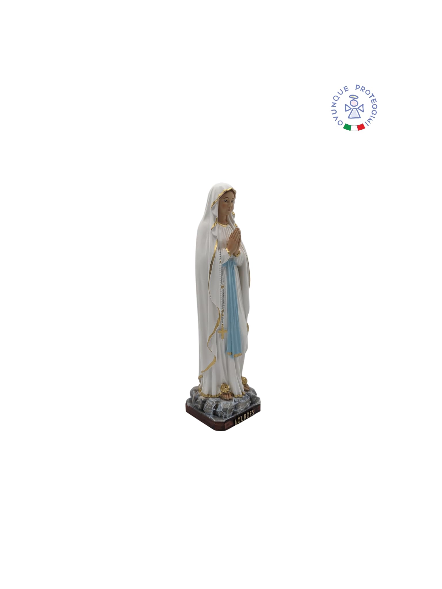 OVUNQUE PROTEGGIMI Figurka Matki Bożej z Lourdes 30 cm żywica do użytku wewnątrz i na zewnątrz, figurka Madonniny, wykonana ręcznie we Włoszech