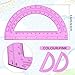 EBOOT Plastic Protractor Math Protractors 180 Degrees, 6 Inch, Pack of 2 (Pink)