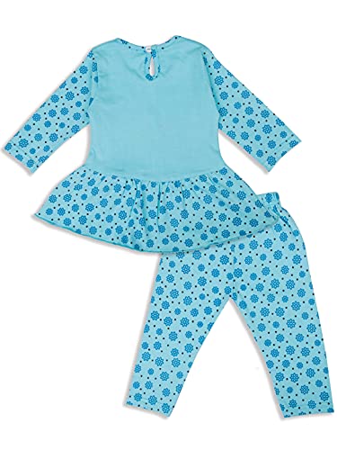 Image of Montello Cotton Cute Dress set for Baby Girl with Full sleeves Frock Top Jhabla and Full Length Pyjamas