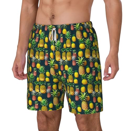 Tropical Fruits Pineapple Print Mens Swim Shorts Trunks Inseam Compression Liner Quick Dry Zipper Pocket2